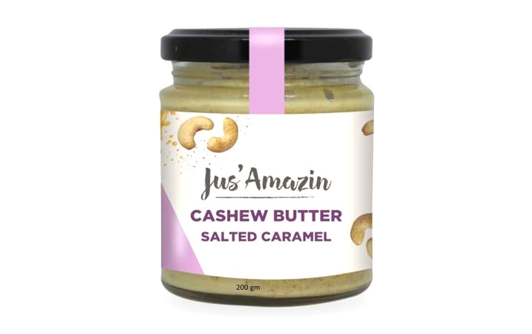 Jus' Amazin Cashew Butter, Salted Caramel    Glass Jar  200 grams